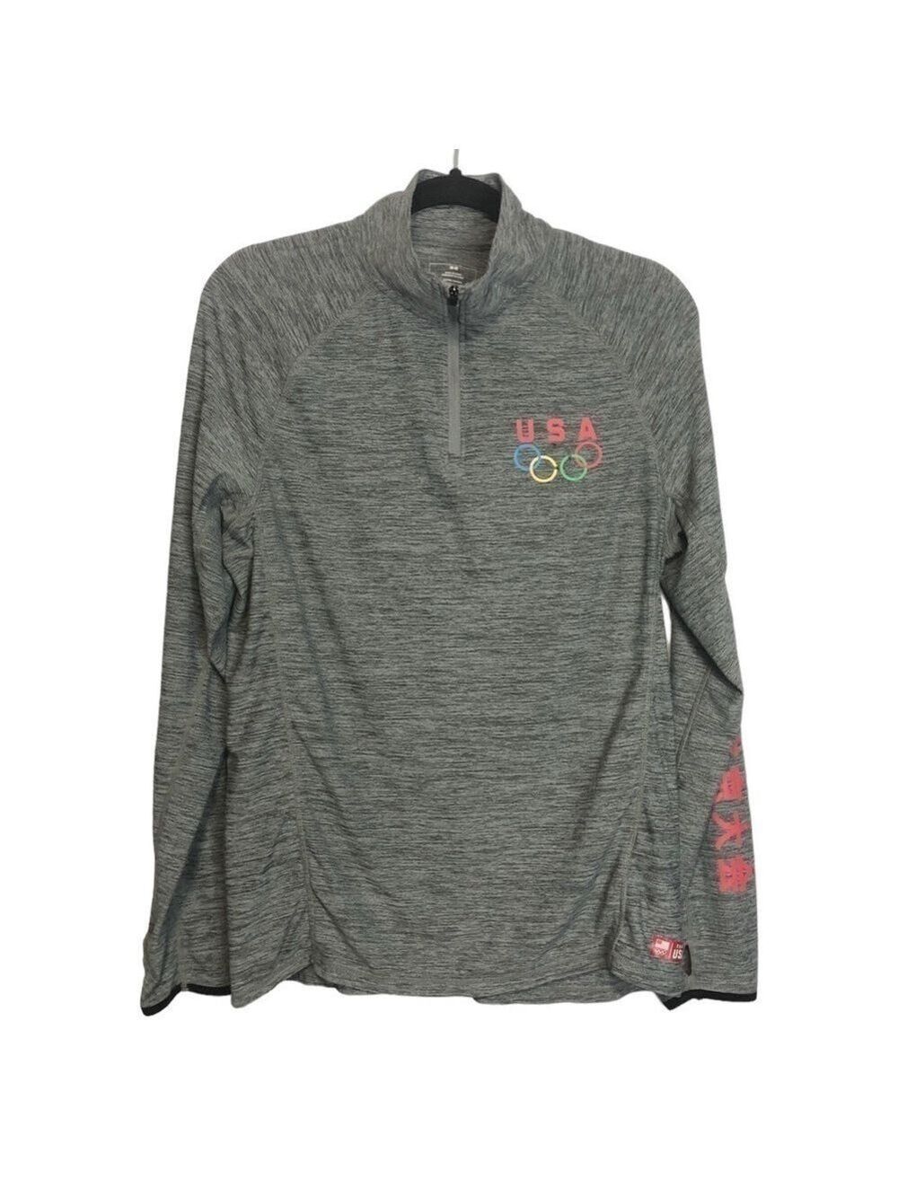 TEAM USA Olympic 1/4 Zip Long Sleeve Grey Shirt, size M